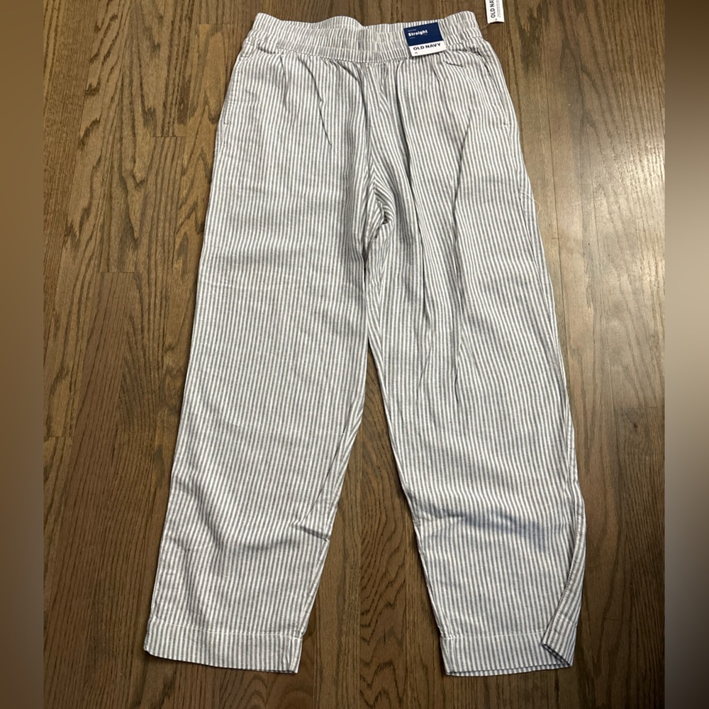 Old Navy white and navy Striped Straight Leg Pants